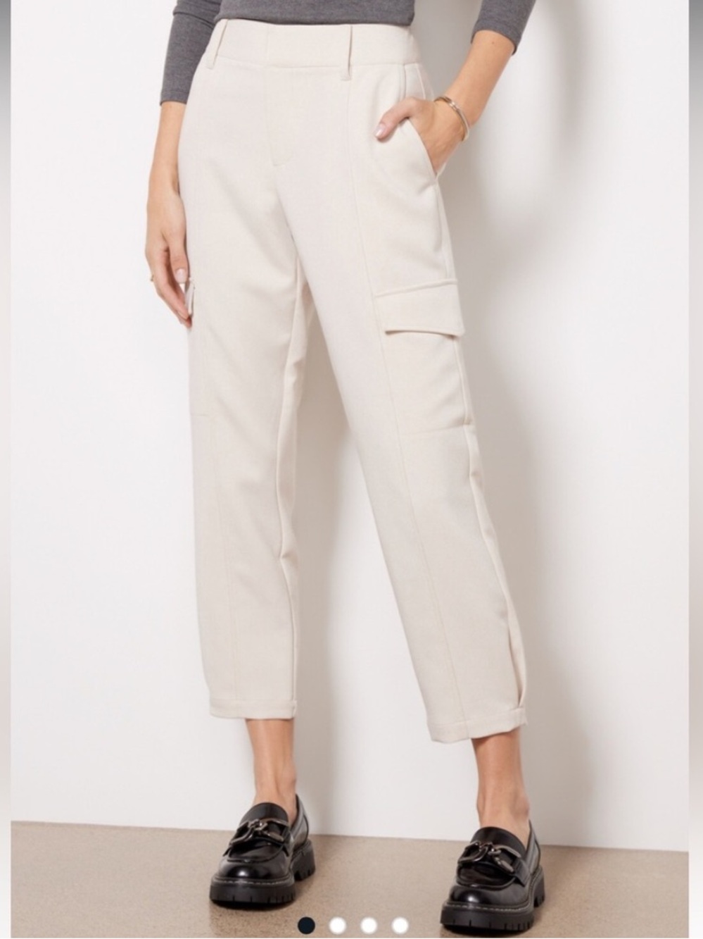 EUC Sanctuary Polished Standard Rise Cargo Ankle Cropped Pants Cream Size 28